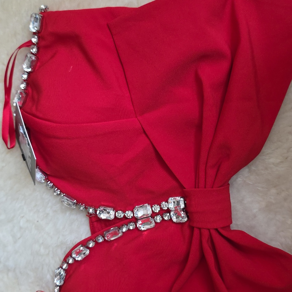 Blithe LA Red Strapless Top with Rhinestone Detail - Picture 4 of 9